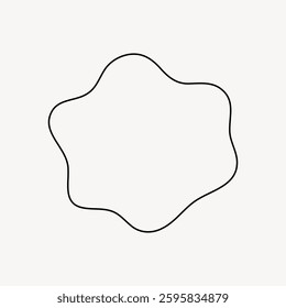 Abstract black line forms a wavy, star-like shape on a light gray background. Simple, wavy design with black line. Minimalist star-like, wavy line art. Frame vector with copy space.