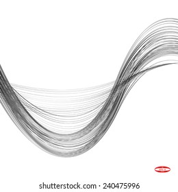 abstract black line grey wave gray band on white background vector