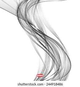 abstract black line grey wave gray band on white background vector