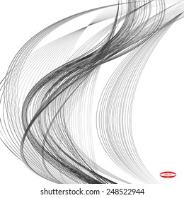 abstract black line grey wave gray band on white background vector