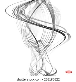 abstract black line grey wave gray band isolated on white background vector