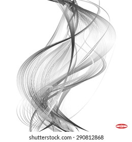 abstract black line with grey wave with gray band isolated on white background. vector illustration