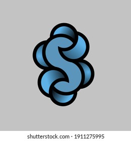 abstract black line letter S circular logo vector,