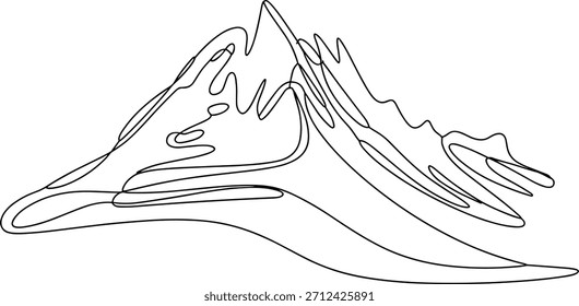 Linha preta abstrata montanha pico paisagem linha preto e branco