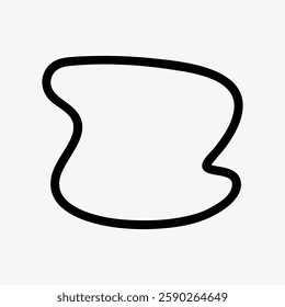 Abstract black line on a white background, forming a freeform, irregular shape. Simple, minimalistic design with a continuous, flowing line. Frame vector with copy space.