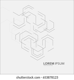 Padrão abstrato de linha preta hexágono. Design minimalista criativo.