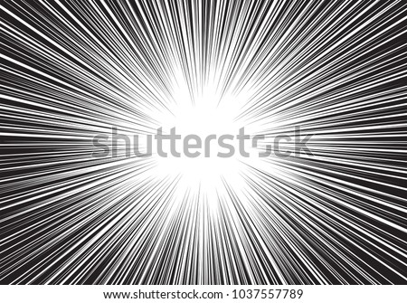 Abstract black line radial zoom light speed center on white for cartoon comic background vector illustration.