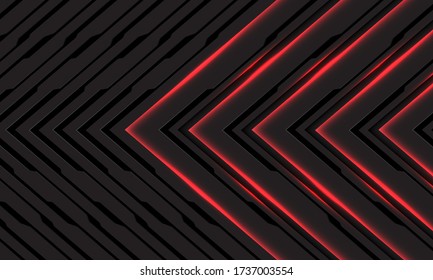 Abstract black line red light cyber arrow direction on dark grey with blank space design modern futuristic technology background vector illustration.