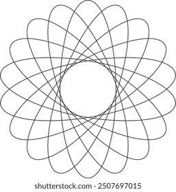 Abstract Black line Round design spiral mandala illusion circle in white background 