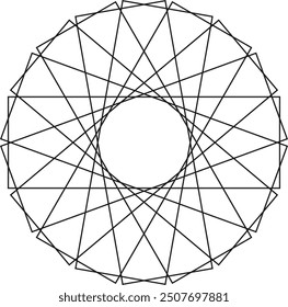 Abstract Black line Round design spiral mandala illusion circle in white background 
