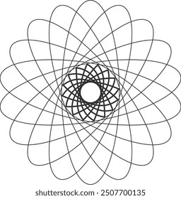Abstract Black line Round design spiral geometric mandala illusion circle in white background