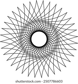 Línea negra Abstractas Diseño redondo espiral geométrica mandala ilusión círculo en fondo blanco 