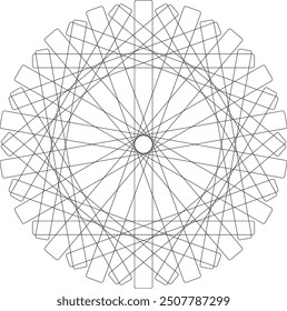 Abstract Black line Round design spiral geometric mandala illusion circle in white background 