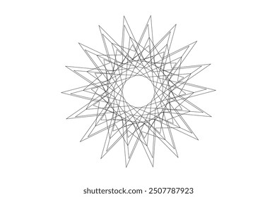 Abstract Black line Round design spiral geometric mandala illusion circle in white background 