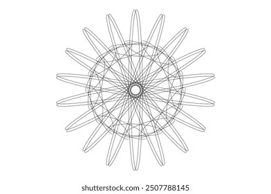 Abstrakt Schwarze Linie Runde Design Spirale geometrische Mandala Illusion Kreis auf weißem Hintergrund 