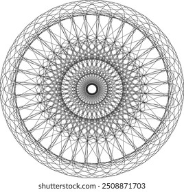 Abstract Black line Round design spiral geometric mandala illusion circle in white background