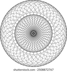 Línea negra Abstractas Ilusión de diseño redondo círculo espiral mandala geométrico en fondo blanco