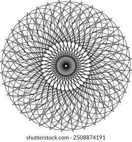 Línea negra Abstractas Ilusión de diseño redondo círculo espiral mandala geométrico en fondo blanco