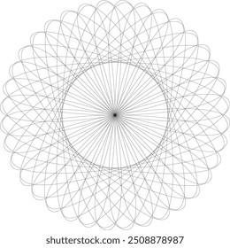 Abstrato Linha preta Desenho redondo Círculo espiral de ilusão Mandala geométrica em fundo branco