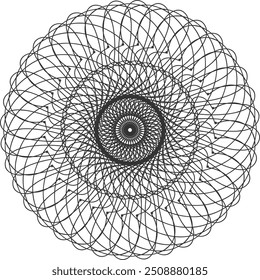 Línea negra Abstractas Ilusión de diseño redondo círculo espiral mandala geométrico en fondo blanco