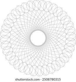 Abstract Black line Round illusion  design spiral geometric mandala circle in white background