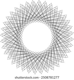 Abstractas línea negra Diseño de ilusión redonda círculo de mandala geométrico en espiral en blanco backgrou