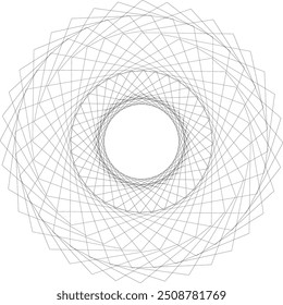 Abstract Black line Round illusion  design spiral geometric mandala circle in white backgrou