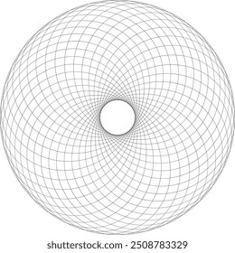 Abstractas línea negra Diseño de ilusión redonda círculo de mandala geométrico en espiral en blanco backgrou