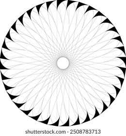 Abstract Black line Round illusion  design spiral geometric mandala circle in white backgrou