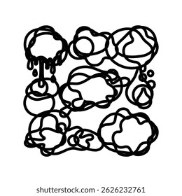Formas Abstractas de garabato de línea negra Colección sobre fondo blanco Diseño de Vector