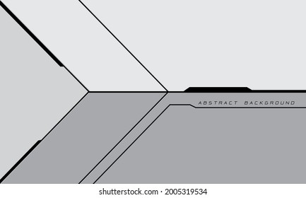 Abstract black line shape arrow cyber circuit on grey design modern futuristic technology background vector illustration.