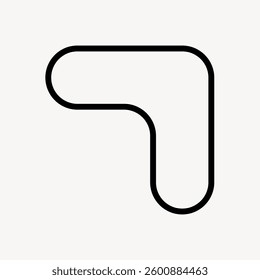 Abstract black line shape on white background. Curved line design, abstract form. Minimalist abstract shape, simple black line art, abstract style. Minimal illustration vector.