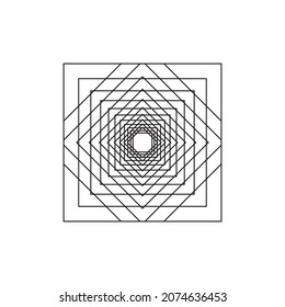 Abstract black line square frame spirograph logo ethnic on the white background. Vector illustration.