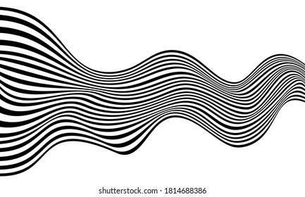 Abstract black line wave curve on white background vector illustration.