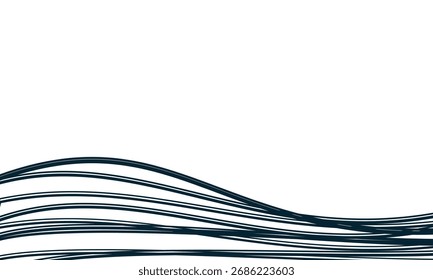 abstract black line wave on white background, wave vector on white background, design for business presentation slide or backdrop, tape ribbon on light  background