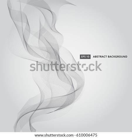 Abstract black line wave smoke illustration on gray background