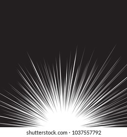 Abstract black line zoom light up speed on white for cartoon comic background vector illustration.