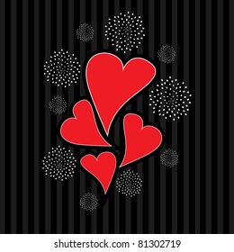 fondo de líneas negras abstractas con corazón romántico