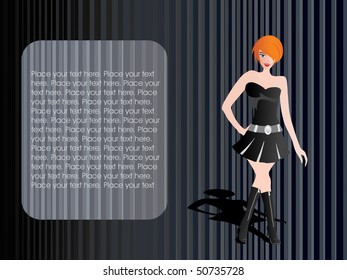 fondo de líneas negras abstractas con chica sexy