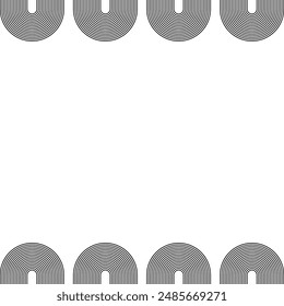 Abstract black lines circles on a white background frame, Linear curls path vector banner template.