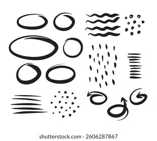 Abstract Black Lines and Circles - Vector Set