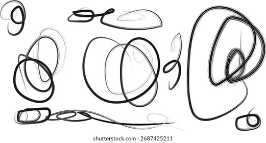 Linhas pretas abstratas criando padrões intrigantes em um fundo branco