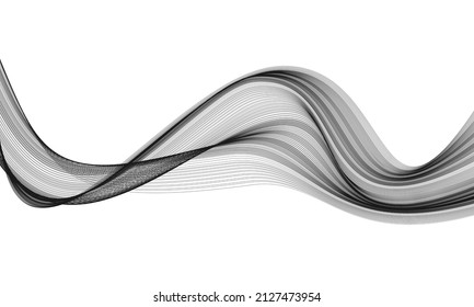 Abstract black lines curve wave on white background vector illustration.