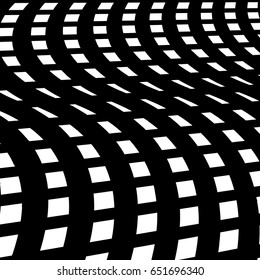 Abstract black lines with deformation effect. Monochrome pattern