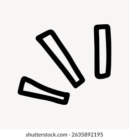 Abstract black lines on a white background. Three irregular shapes, bold black lines, minimalist design. Simple black lines, artistic black lines, abstract shapes. Cute doodle vector.