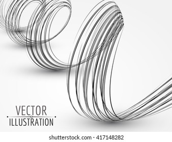 Abstract black lines on white background. Abstract spring. Vector.