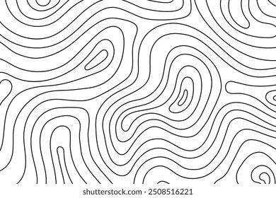 Abstract black lines pattern. Hand drawn topography concept on white background