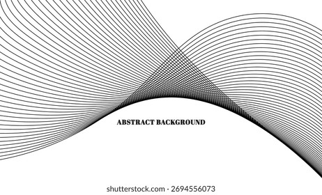 Abstract black lines template on white background. Black wave lines.