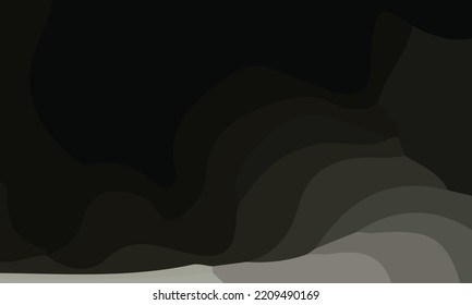 Abstrakter, flüssiger schwarzer Hintergrund. Design mit verschiedenen Formen und einfarbiger Farbe. Geeignet für Poster und Banner