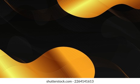 Abstrakter, flüssiger schwarzer Hintergrund. Modernes Hintergrunddesign. Farbverlauf-Farbe. Dynamische Wellen. Zusammensetzung der flüssigen Formen.  Website, Banner, Bildschirmhintergründe, Broschüren, Poster